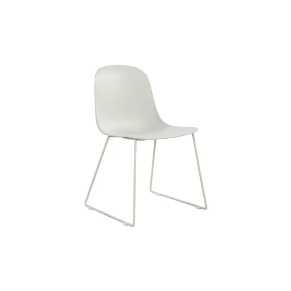 White Moulded Standard Dining Chair with Metal Legs