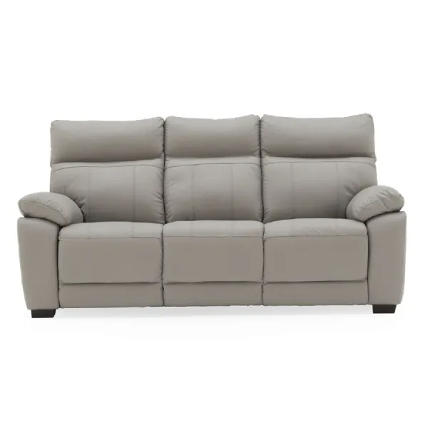 Light Grey Leather 3 Seater Large Sofa 200cm Wide