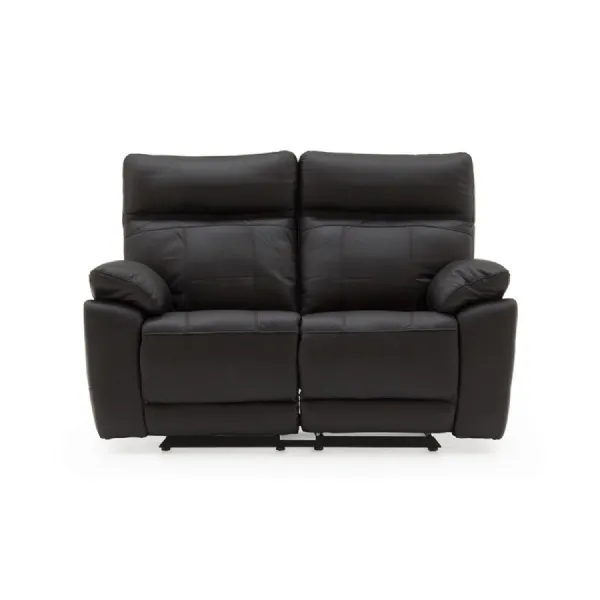 Black Leather 2 Seater Recliner Sofa