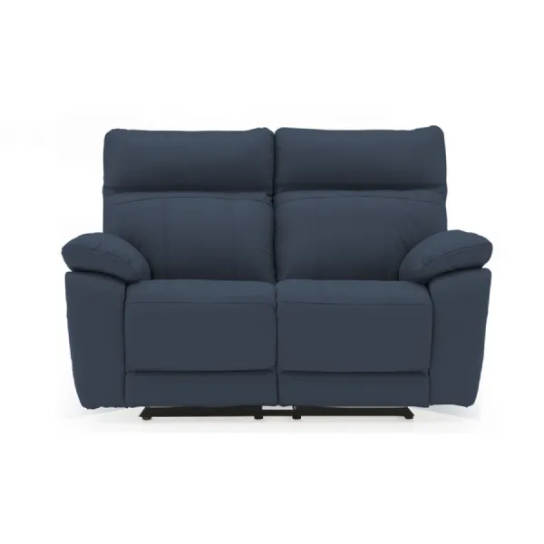 Indigo Blue Leather 2 Seater Manual Recliner Sofa