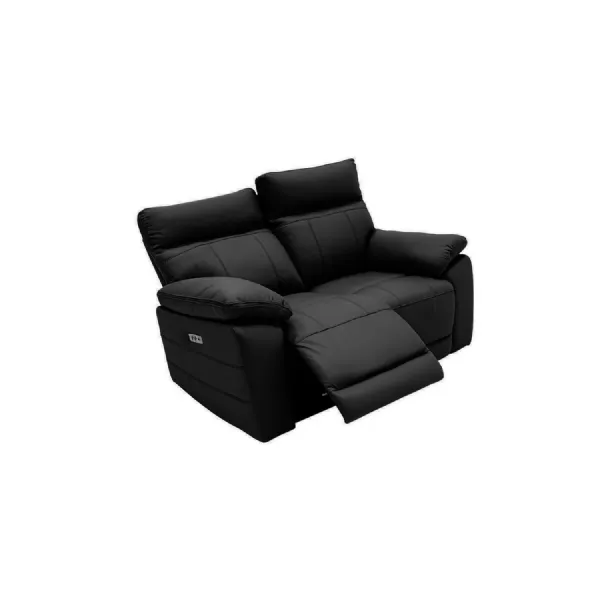 Black Leather Upholstery 2 Seater Electric Recliner Sofa
