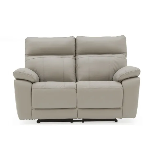 Grey Leather 2 Seater Electric Reclining Sofa