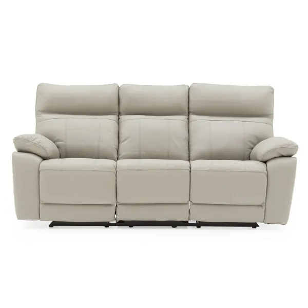 Grey Leather 3 Seater Electric Recliner Sofa with Headrests