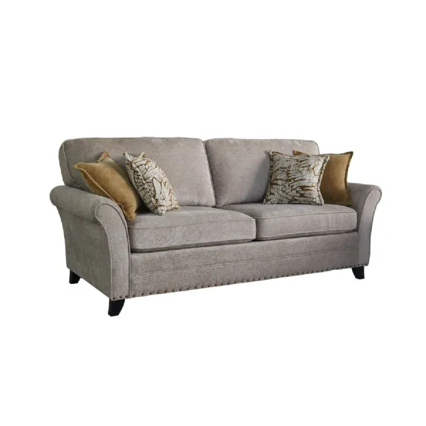 Mink Textured Fabric Upholstered 3 Seater Sofa