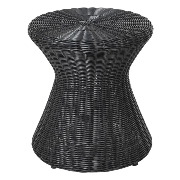 Black Wicker Drum Stool