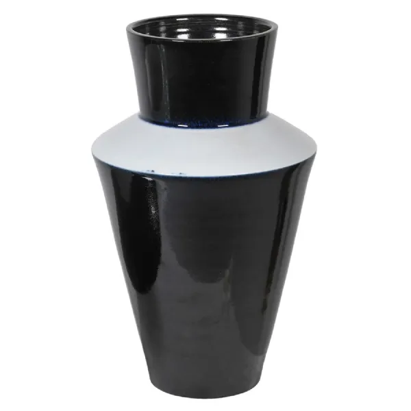 Tall Black and White Tapered Vase