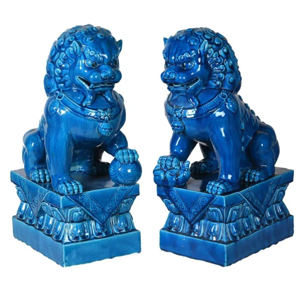 Pair Cobalt Foo Dogs