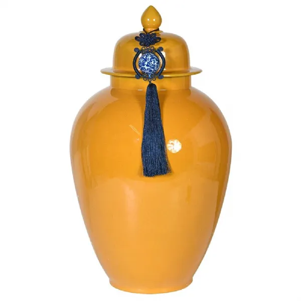 Handmade Tassel Yellow Temple Jar