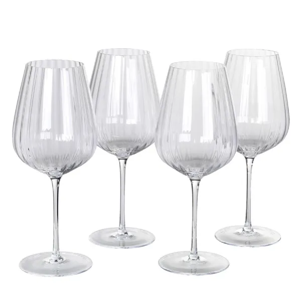 Set of 4 Ribbed White Wine Glasses