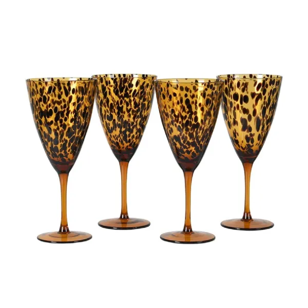 Set of 4 Leopard Print Goblets