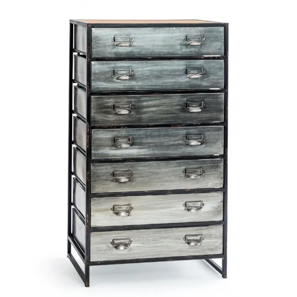 Tall Brushed Steel Metal Multi Drawer Storage Cabinet