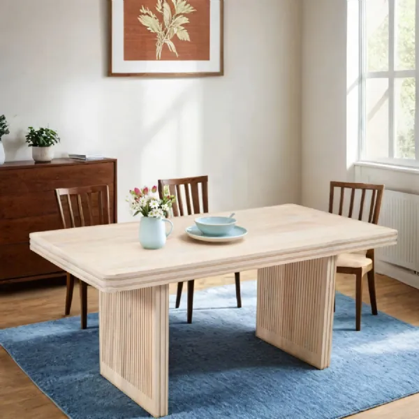 Natural Mango Wood 175cm Large Dining Table Lacquered Finish