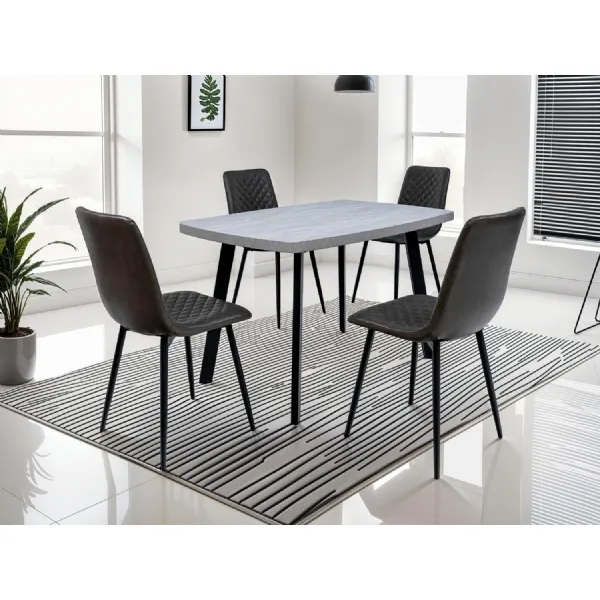 RIMINI 1.2m DINING TABLE LIGHTGREY BLACK LEG