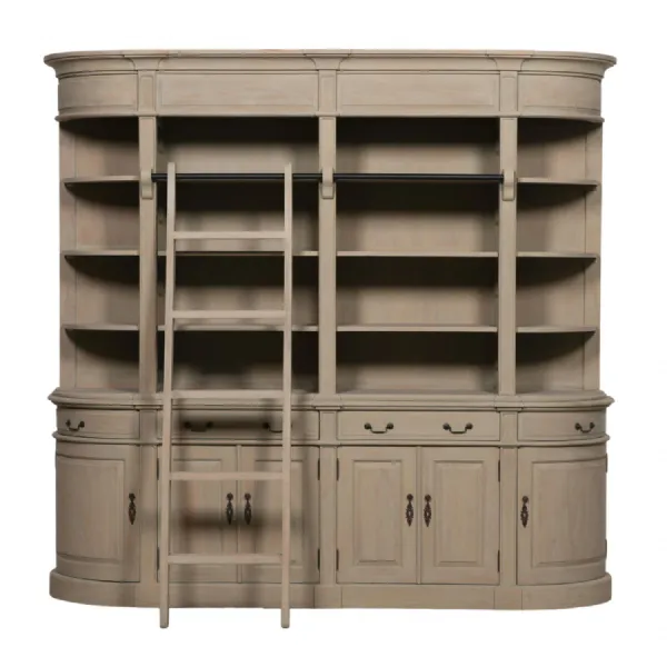 Large Cedar Wood Bookcase With Ladder