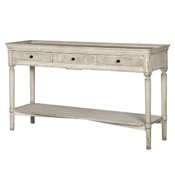 Gustavian Ribbed 3 Drawer Console Table