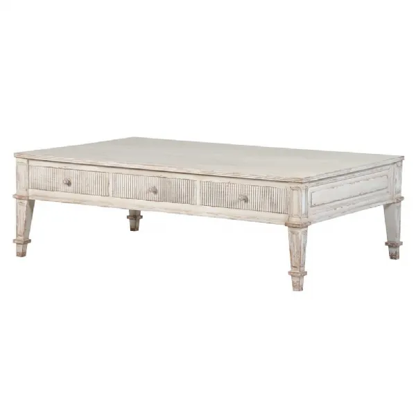 Gustavian 3 Drawer Ribbed Coffee Table