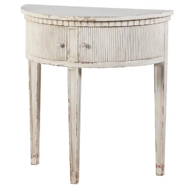 Gustavian 2 Drawer Demi Lune Ribbed Console Table
