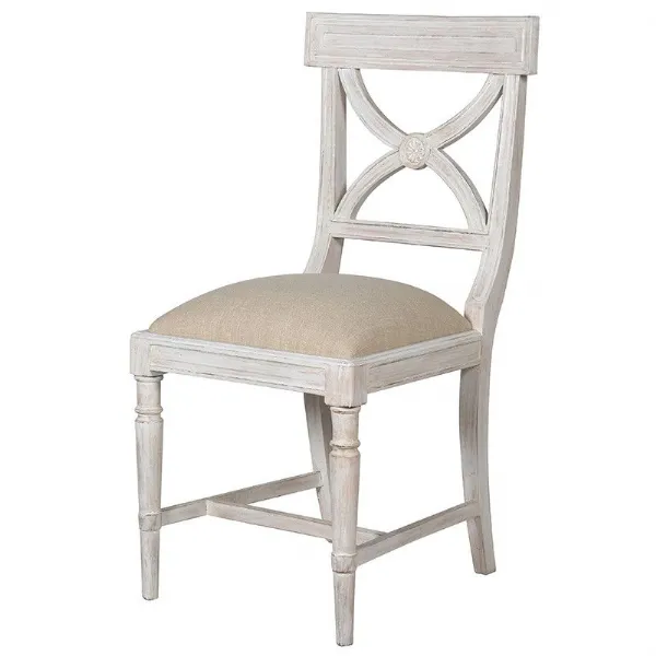 White Washed Painted Beige Dining Chair