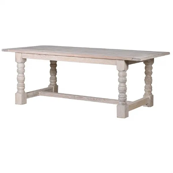Traditional Style Natural Stripped Refectory Table With Turned Legs