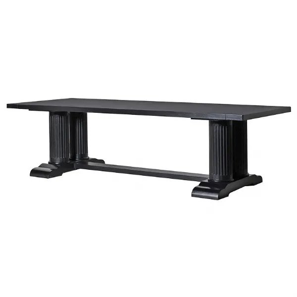 Large Rectangular Dining Table Black Painted Column Legs
