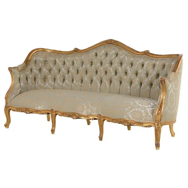 Green Gold Guilt 3 Seater Fabric Upholstered Sofa Settee