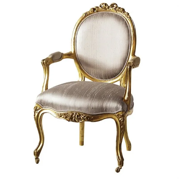 Gold Leaf Shabby Chic Gilt Nursing Armchair Antique Style