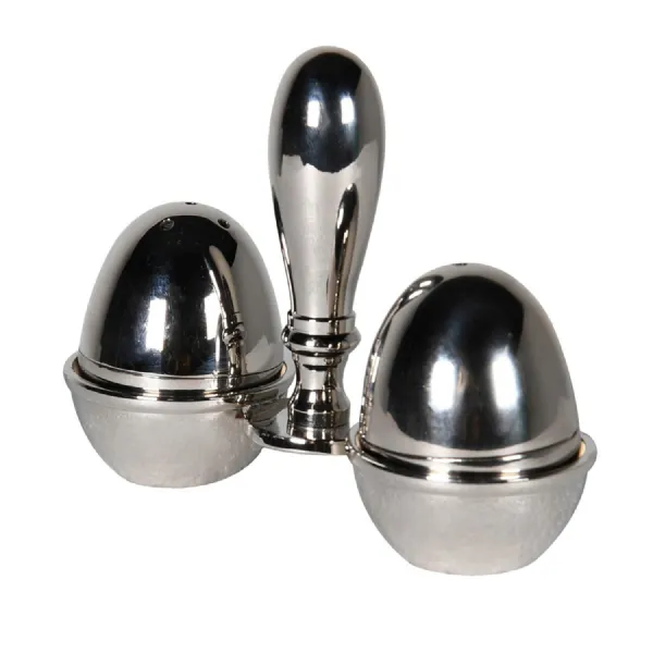 Chrome Salt and Pepper Set in Holder
