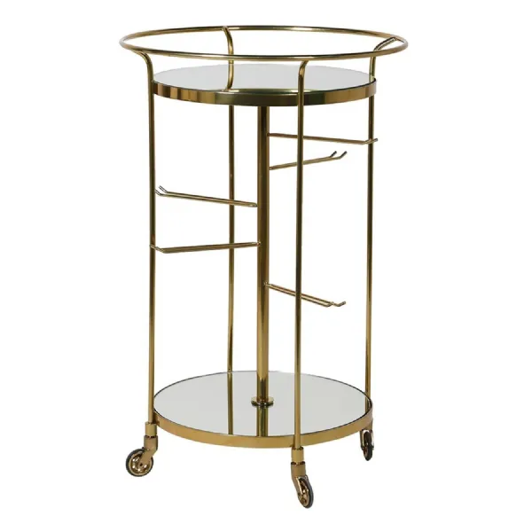 Gold Multi Tiered Round Bar Trolley