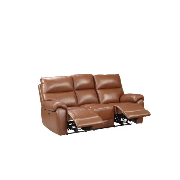 Brown Leather 3 Seater Electric Power Recliner Sofa