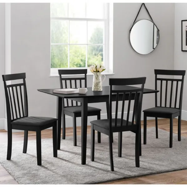 Black Solid Hardwood 4 to 6 Seater Rectangular Extending Dining Table