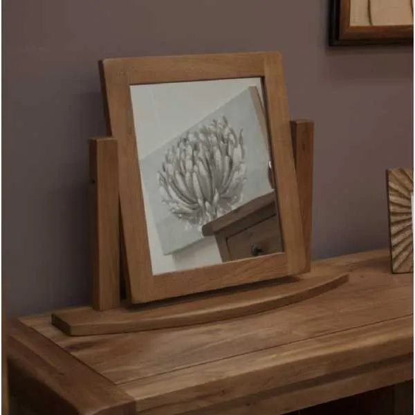 Rustic Oak Dressing Table Swing Adjustable Vanity Makeup Mirror