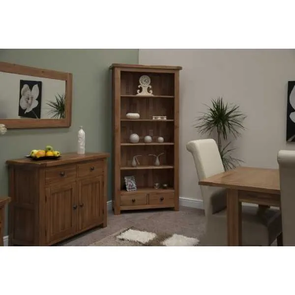 Rustic Oak Large Bookcase