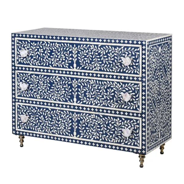 Mughal 3 Drawer Bone Inlay Chest