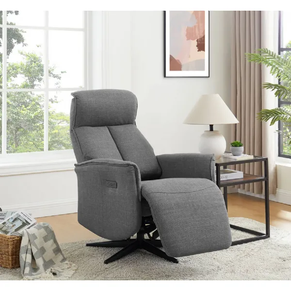 Charcoal Fabric Electric Power Reclining Accent Chair