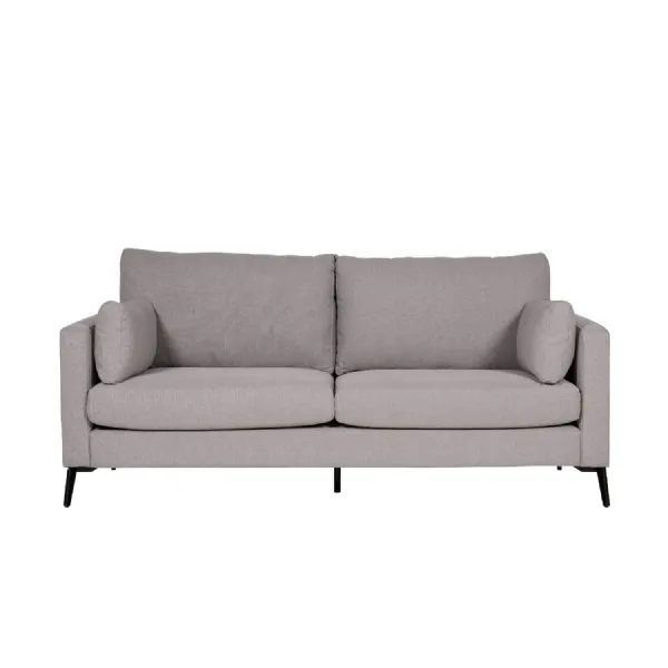 Grey Woven Fabric 3 Seater Sofa with Black Metal Legs