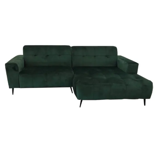 Modern Green Fabric Upholstered Open Plan 2 Seater Sofa with Chaise