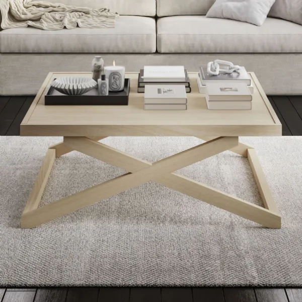 Modern Blonde Oak Large Coffee Table with Square Design