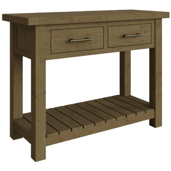 Saltash 2 Drawer Console Table Solid Reclaimed Natural Pine