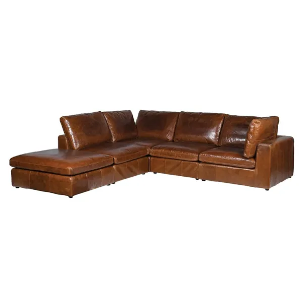 Ryan Brown Leather Corner Sofa