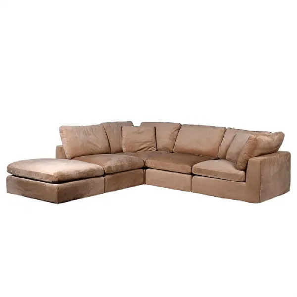Pale Russet Velvet Corner Sofa