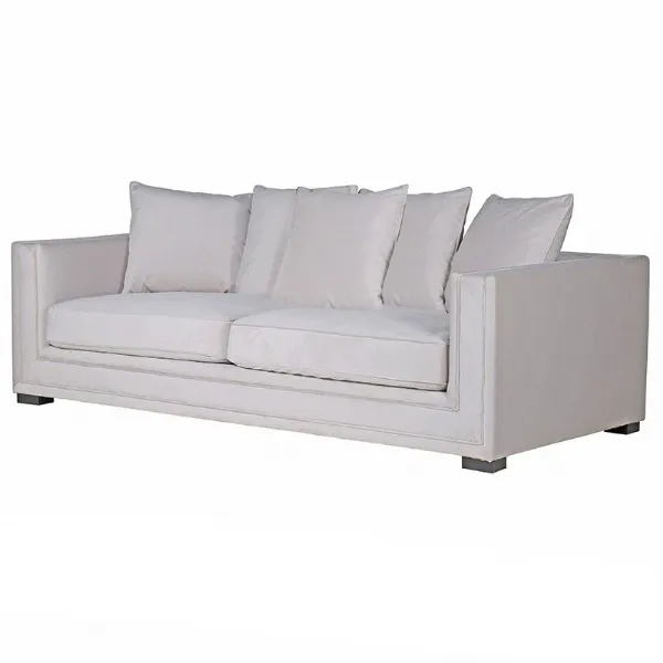 Large Wide Deep Ogden Soft Grey Dacron Fabric 3 Seater Sofa 225cm x 100cm