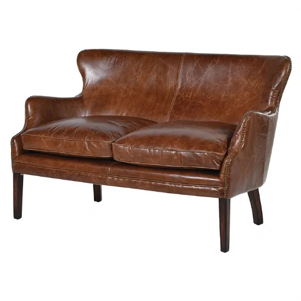Brown Leather 2 Seater Sofa