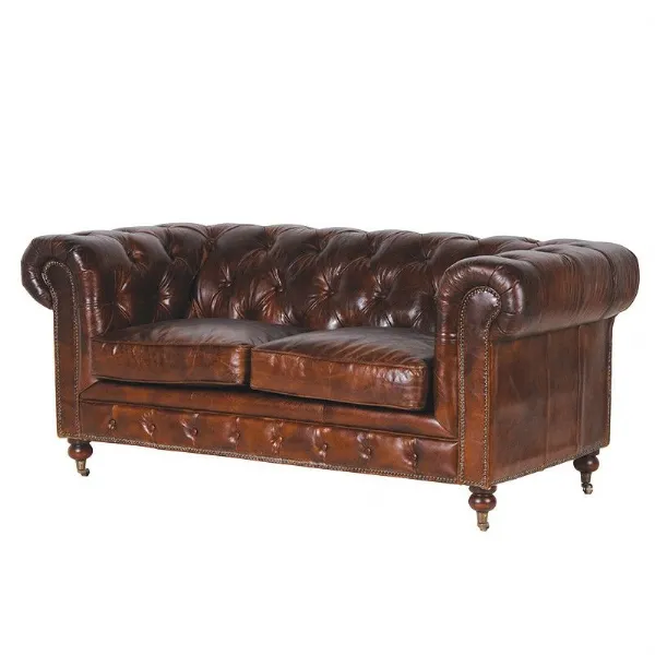 Vintage Leather Chesterfield 2 Seater Sofa
