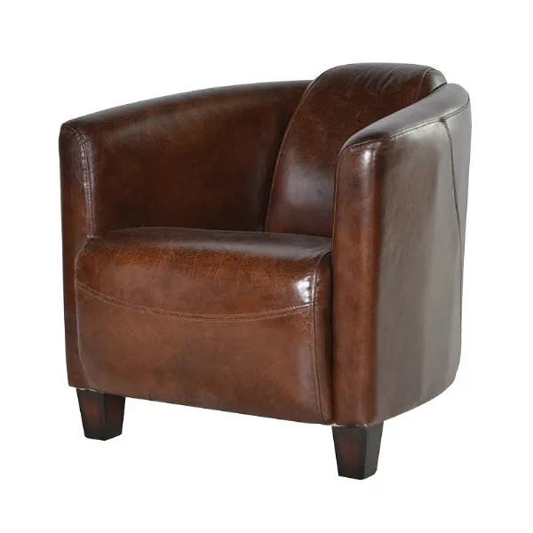 Vintage Leather Armchair Distressed Shabby Chic