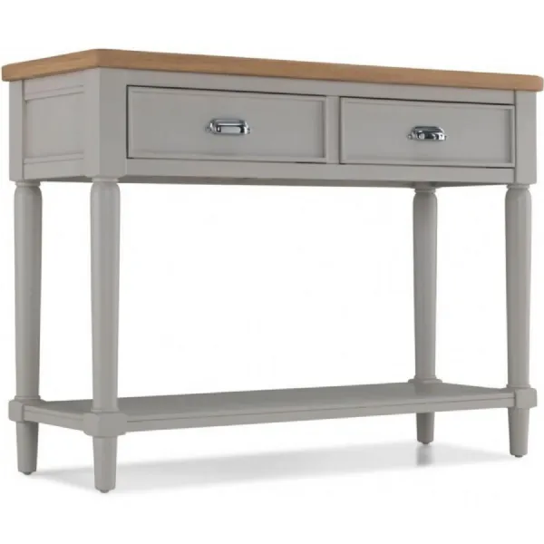 Oak and Grey Painted 2 Drawer Console Table