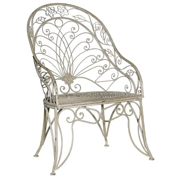 Grey Wash Metal Garden Chair