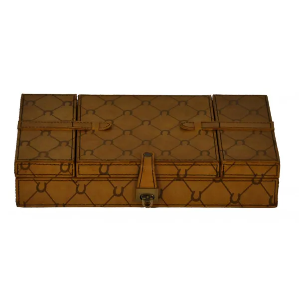 Handcrafted Leather And Brass Rectangular Jewellery Box