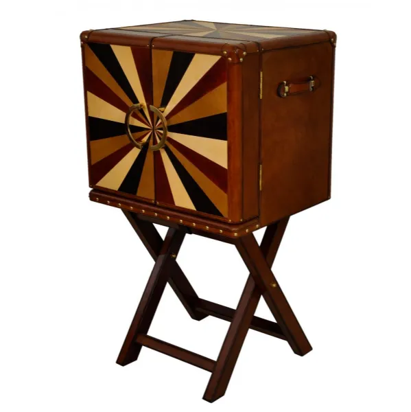Handcrafted Open Front Bar with Stand Cognac
