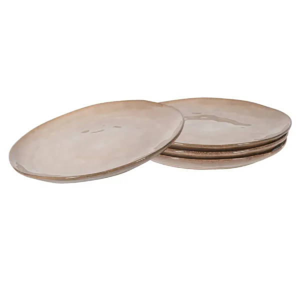 Set of 4 Taupe Organic Dinner Plates