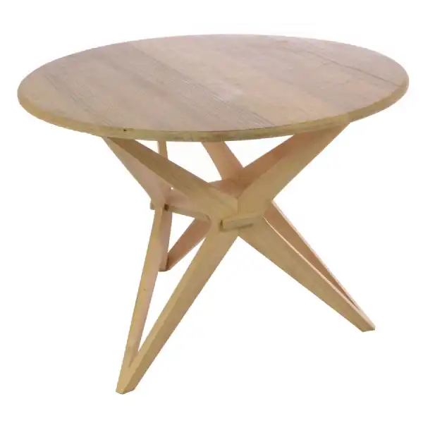 Light Wood Large Round Dining Table 100cm Diameter